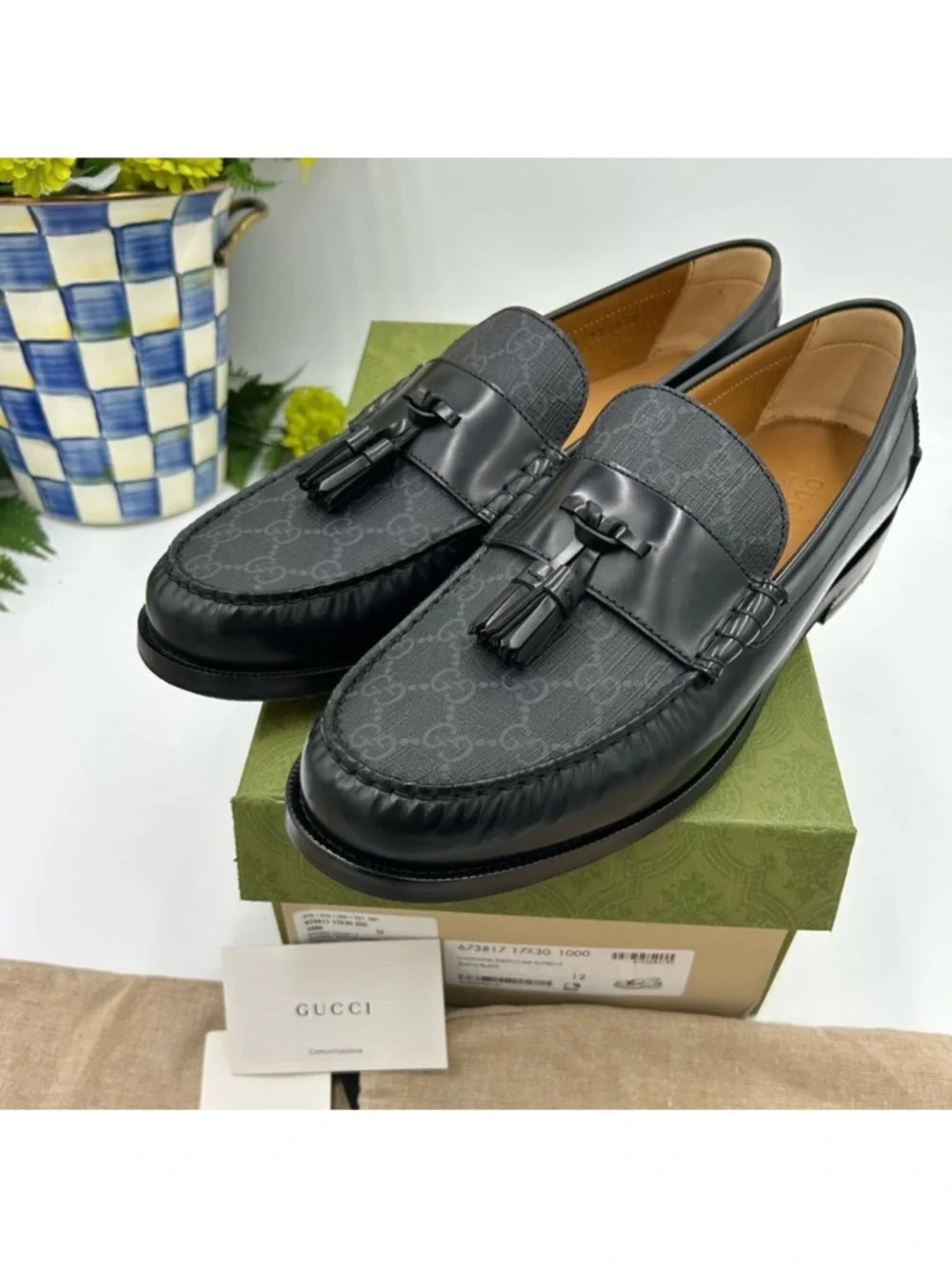 Men’s Gucci GG supreme tassel loafer size 12 made in Italy